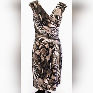 LAUREN RALPH LAUREN Animal Print Sheath Dress Sz 6 Sleeveless V Neck Lined EUC